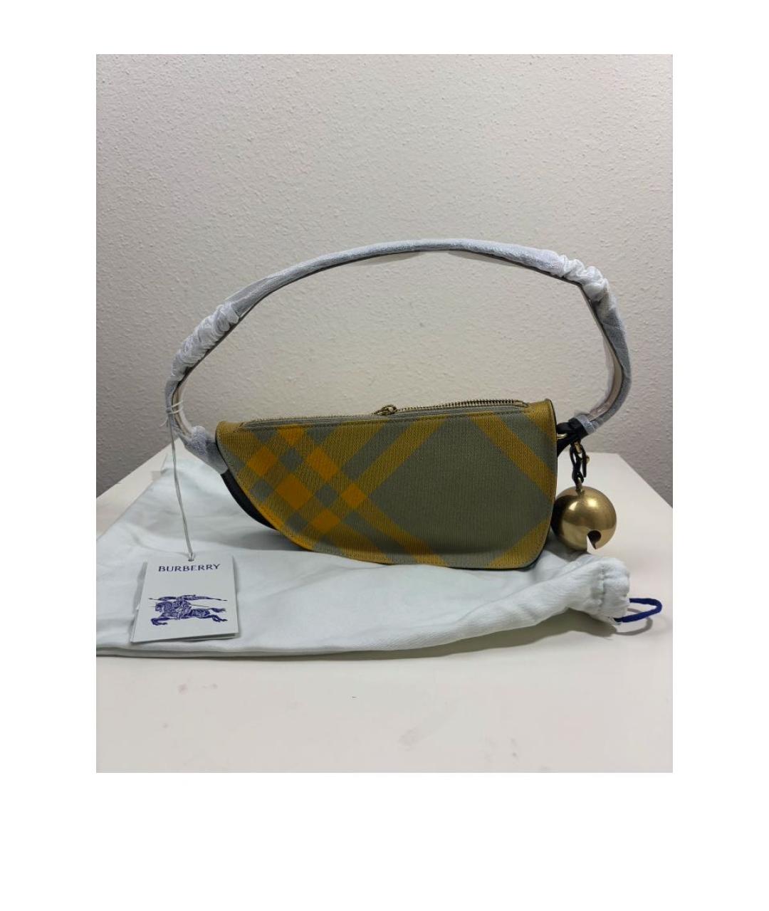 BURBERRY Желтая сумка с короткими ручками, фото 2