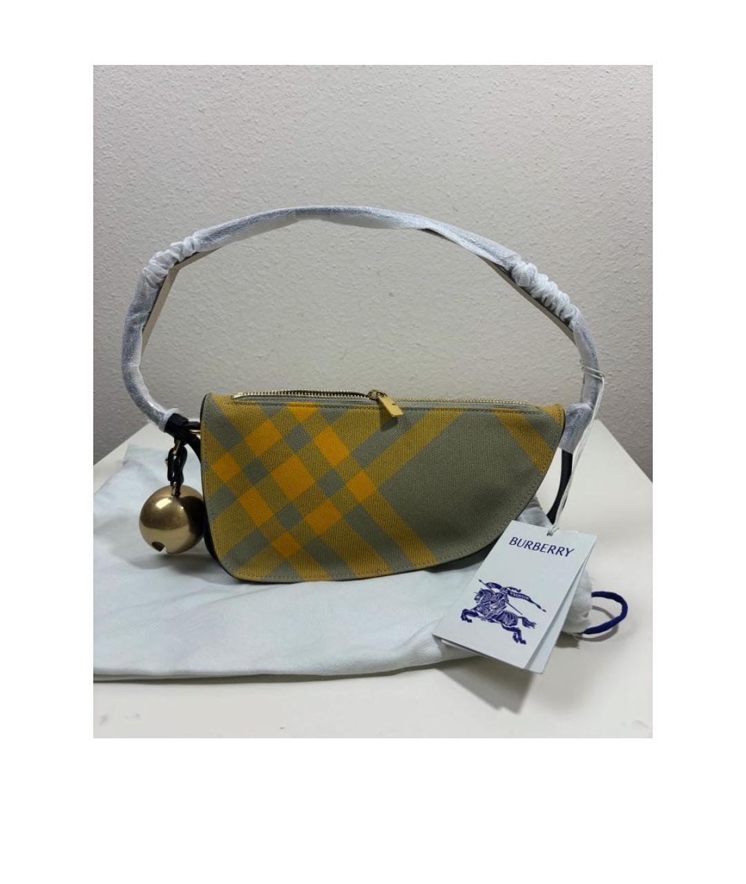 BURBERRY Желтая сумка с короткими ручками, фото 3