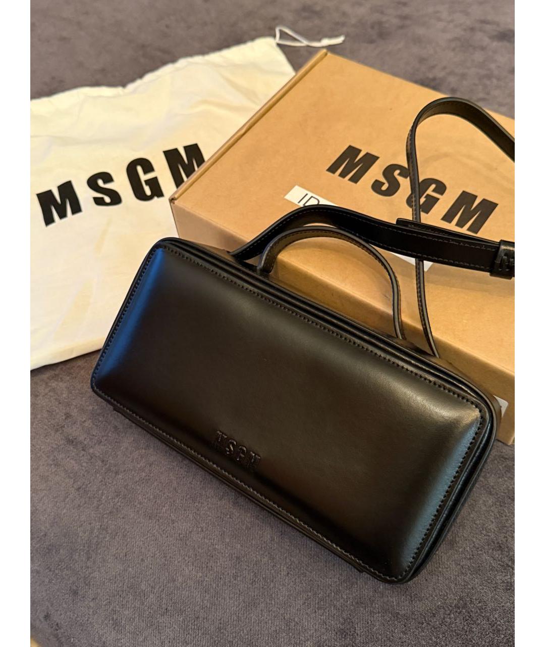 MSGM Черная кожаная сумка через плечо, фото 8