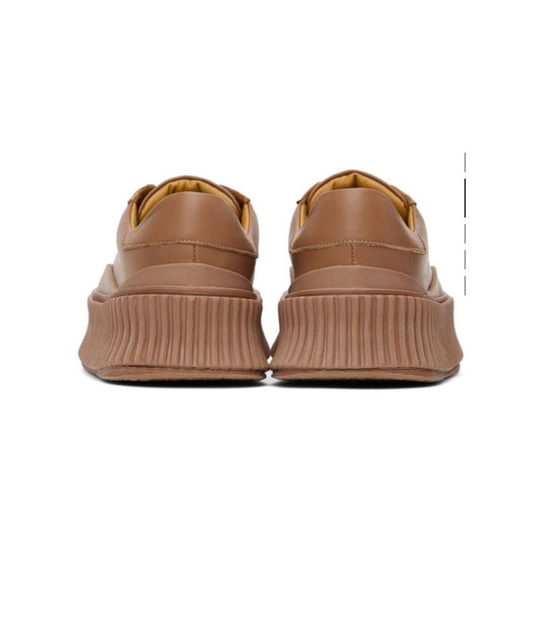 JIL SANDER Коричневые кожаные низкие кроссовки / кеды, фото 4