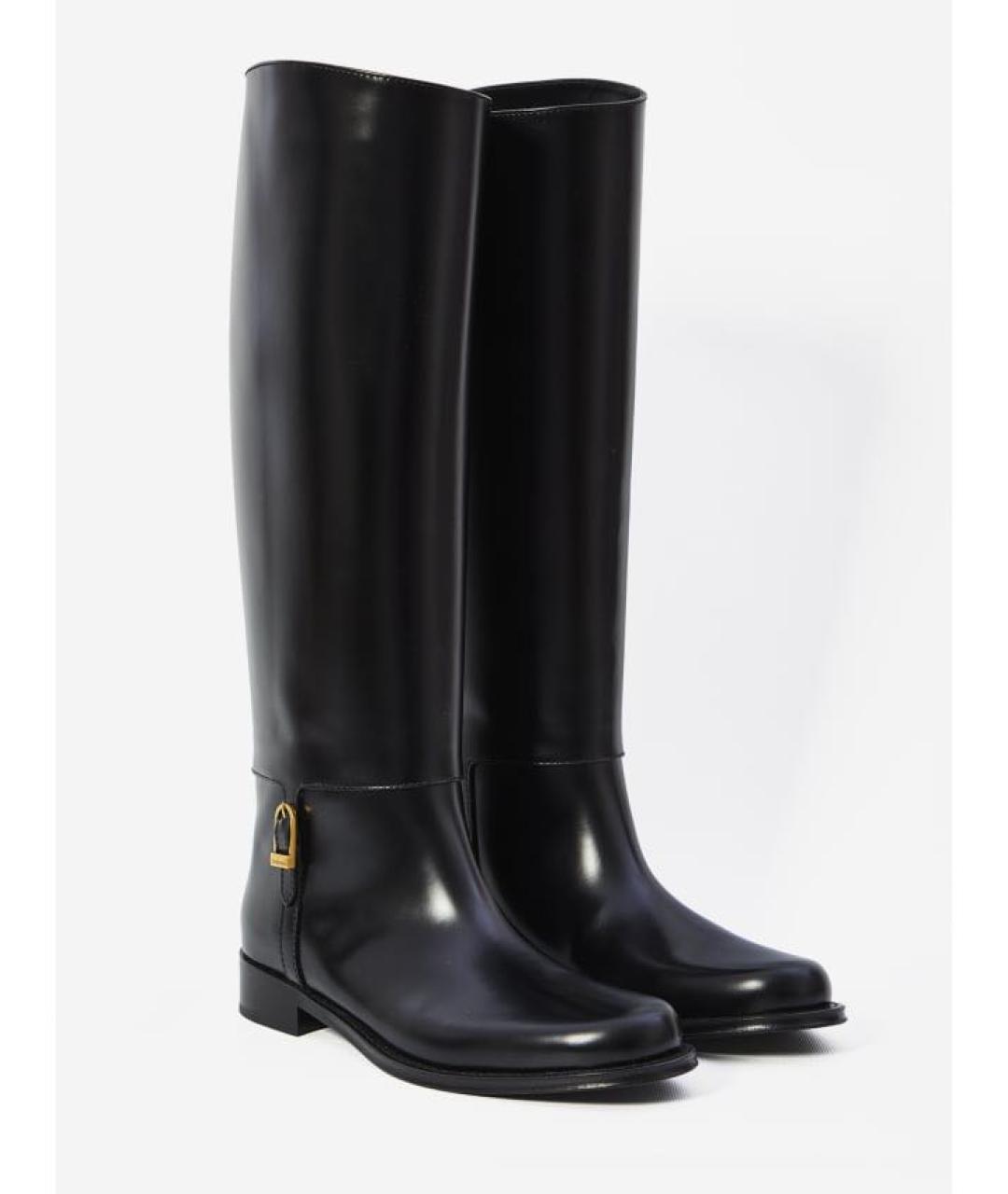 SAINT LAURENT Черные кожаные сапоги, фото 2