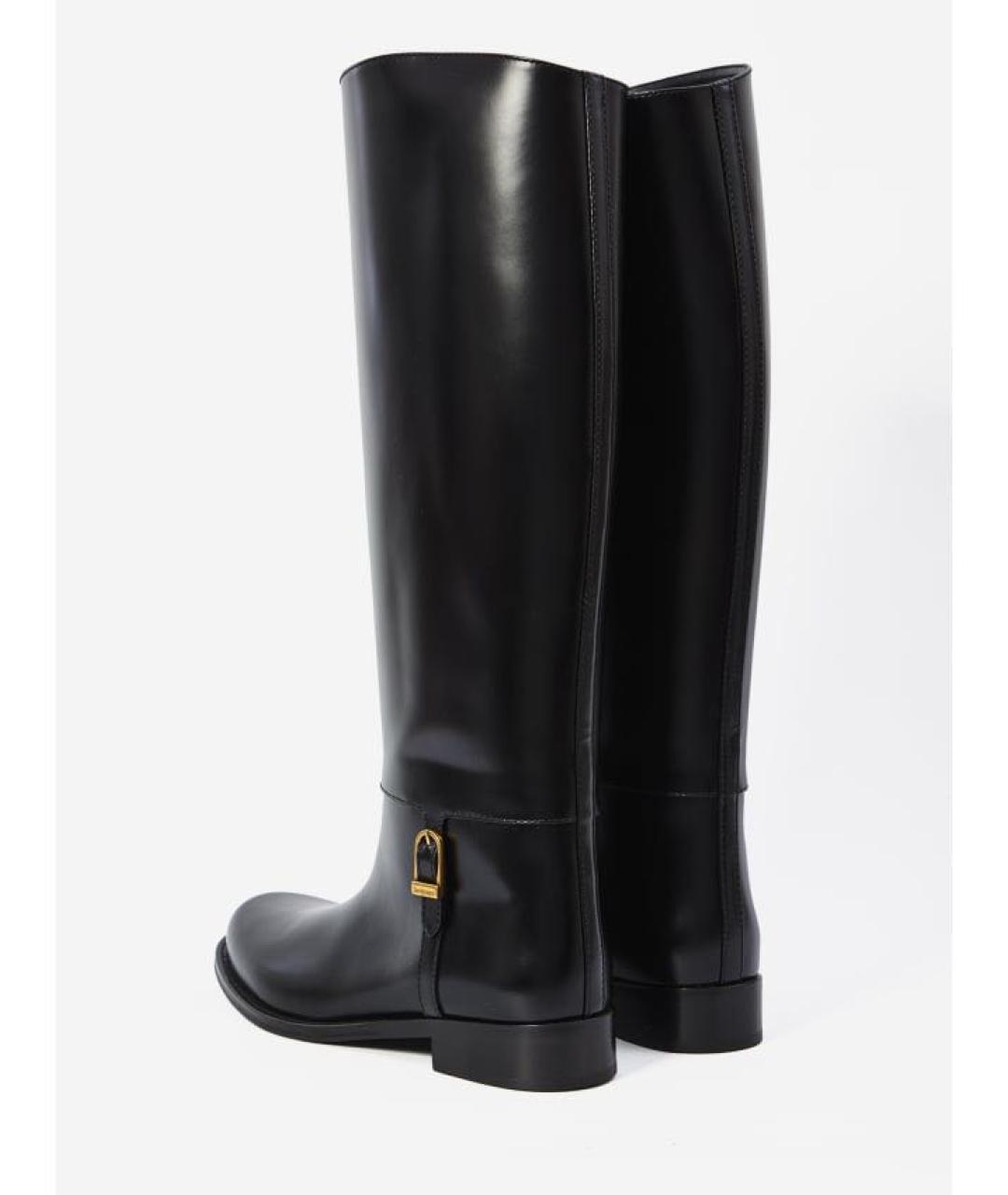 SAINT LAURENT Черные кожаные сапоги, фото 4