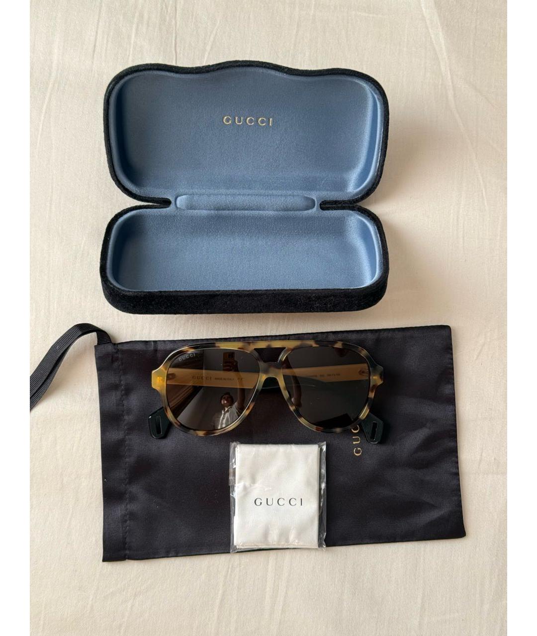 GUCCI Коричневые пластиковые солнцезащитные очки, фото 4