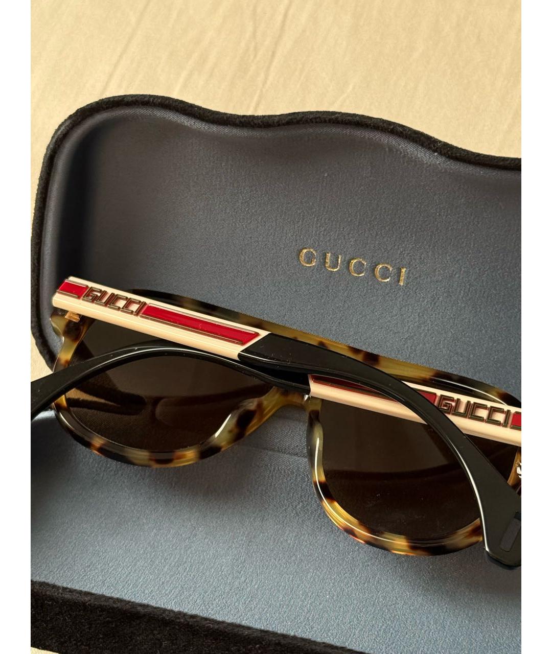 GUCCI Коричневые пластиковые солнцезащитные очки, фото 3