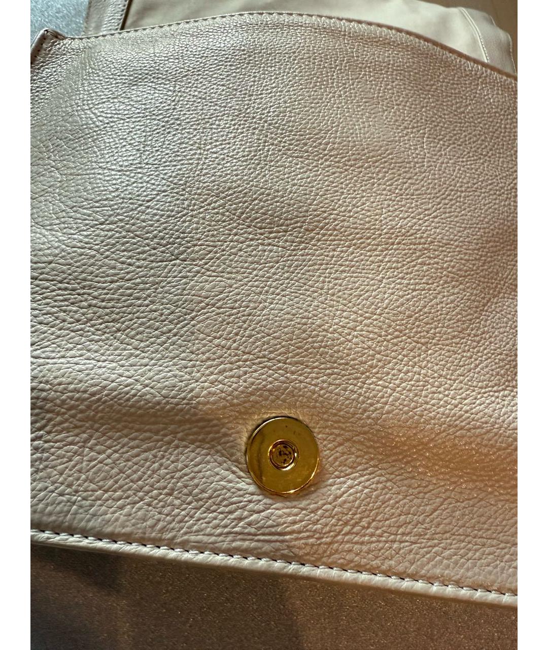 TORY BURCH Бежевая кожаная сумка с короткими ручками, фото 5