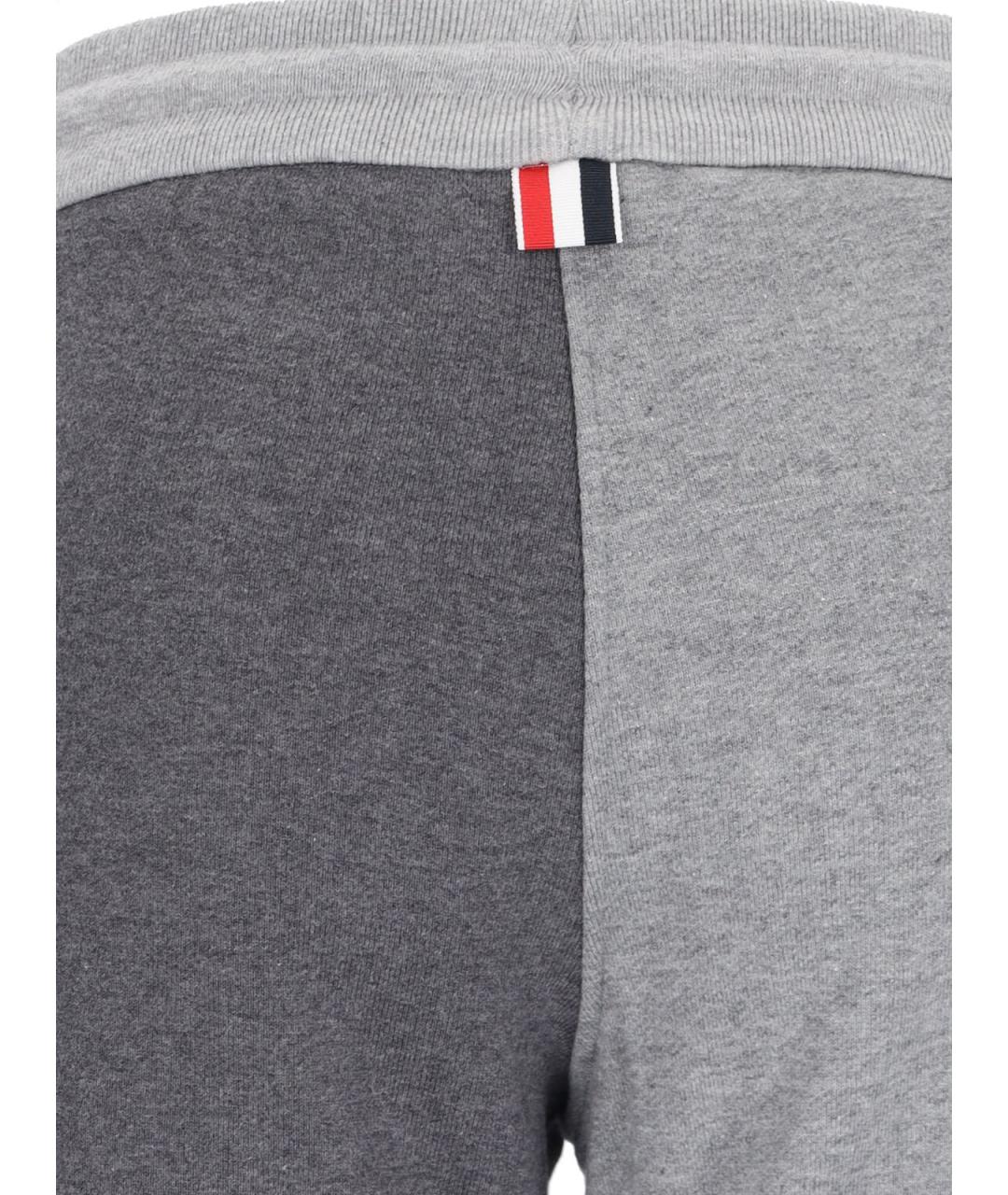 THOM BROWNE Серые хлопковые прямые брюки, фото 4