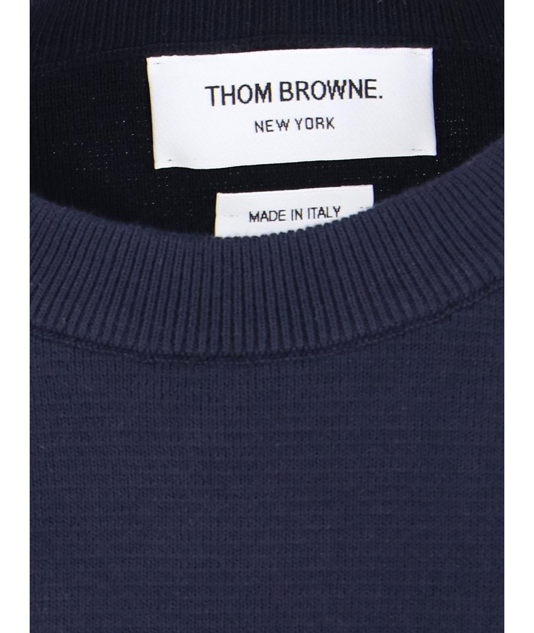 THOM BROWNE Синий хлопковый джемпер / свитер, фото 5