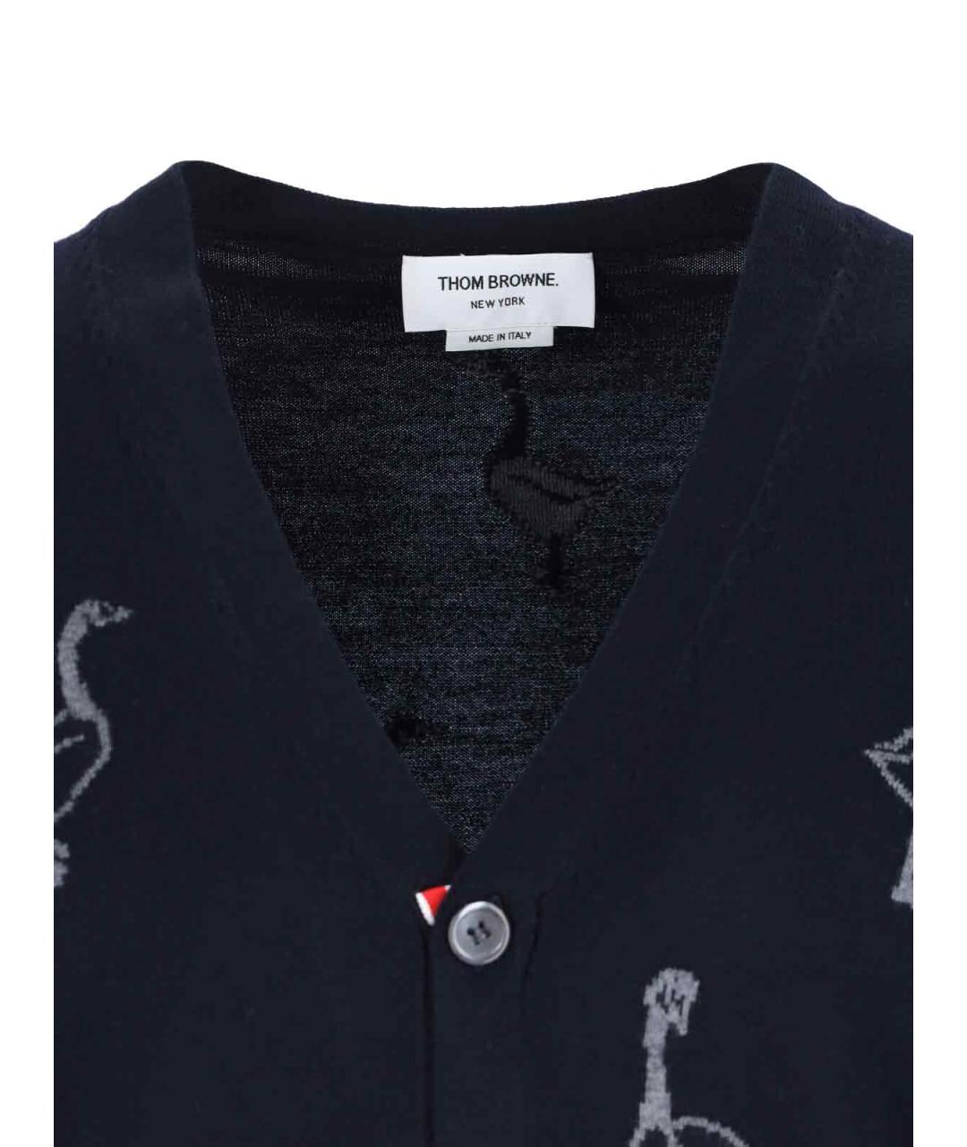THOM BROWNE Синий шерстяной кардиган, фото 3