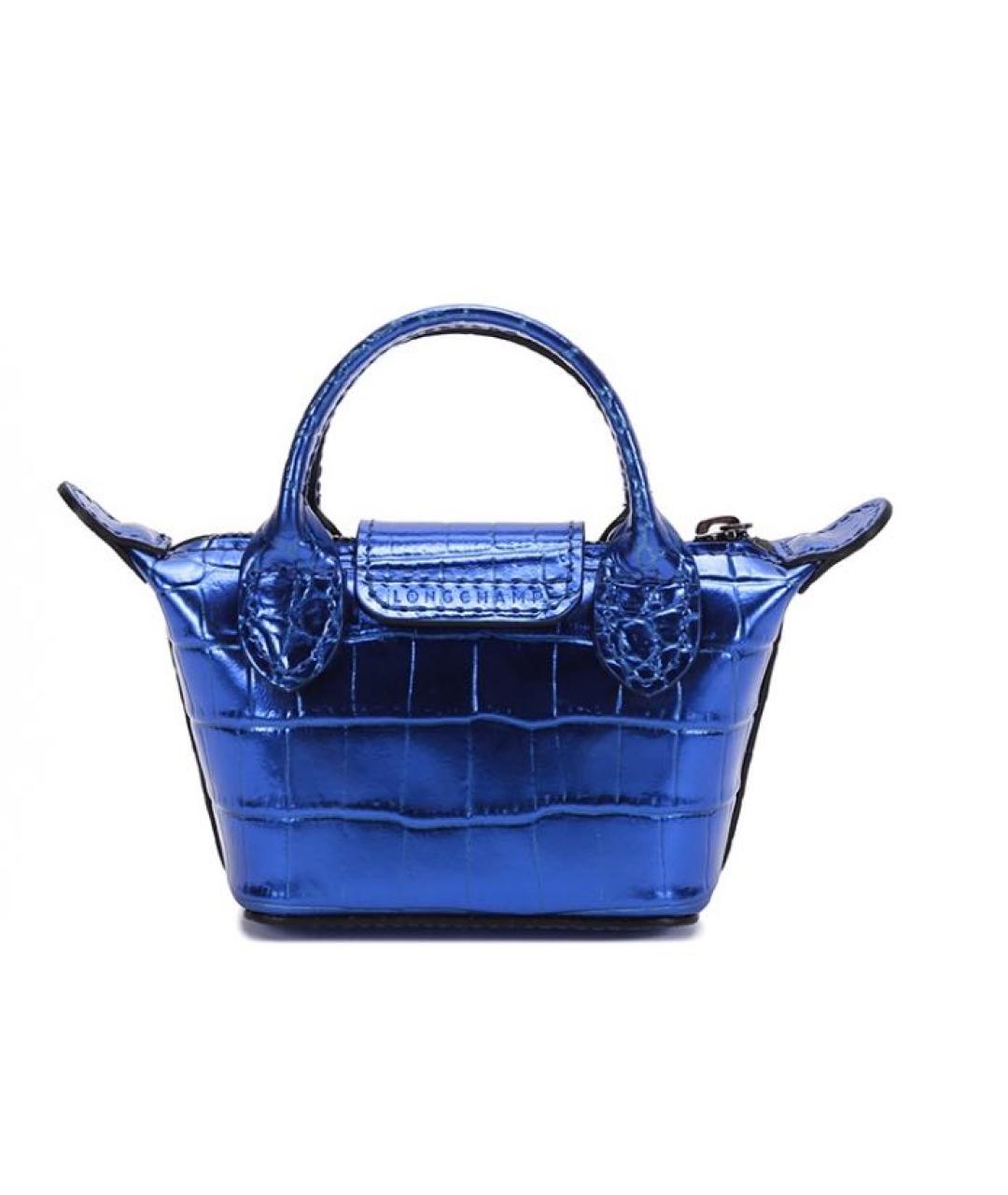 LONGCHAMP Синяя кожаная сумка с короткими ручками, фото 5