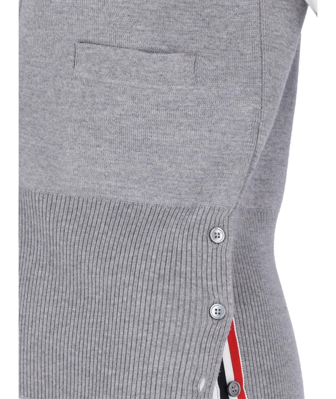THOM BROWNE Серый шерстяной кардиган, фото 5