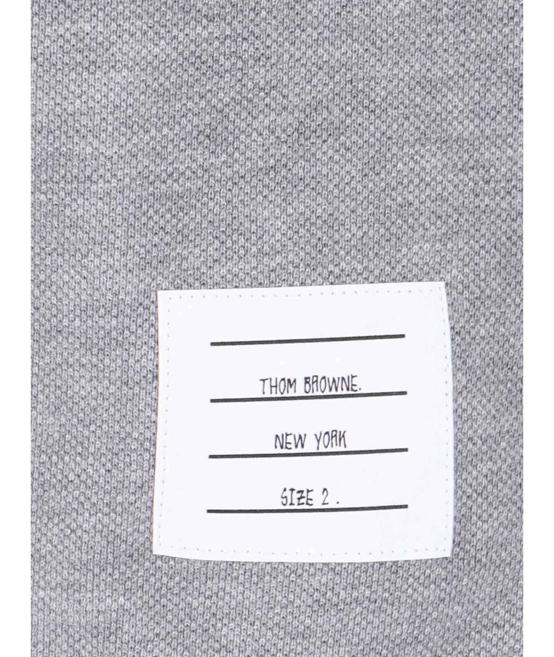 THOM BROWNE Серая хлопковая футболка, фото 4