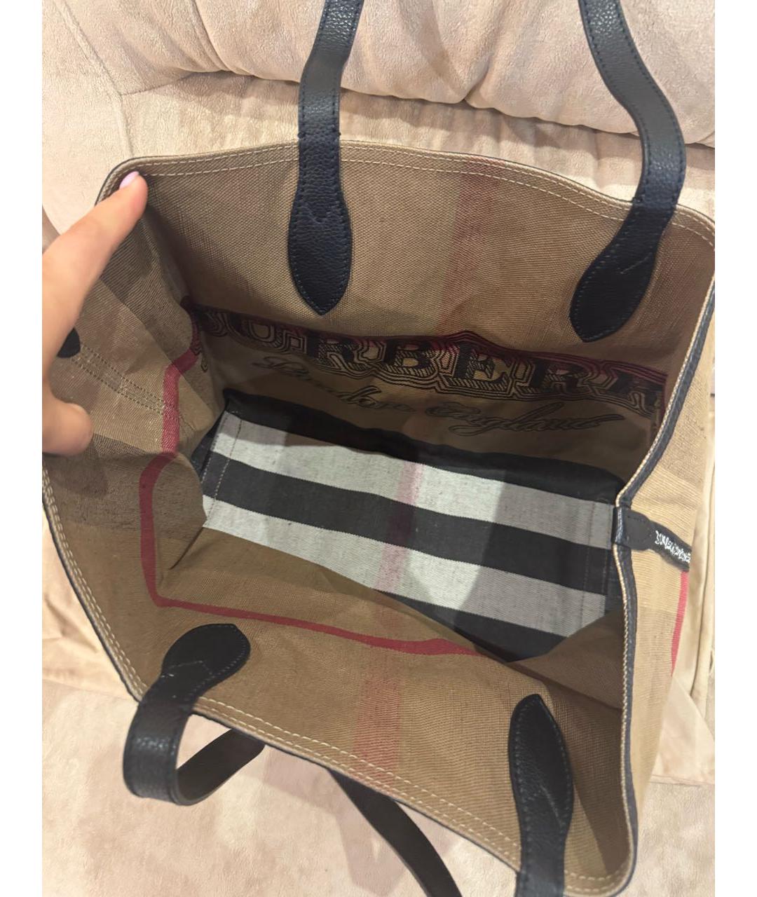 BURBERRY Коричневая тканевая сумка тоут, фото 7