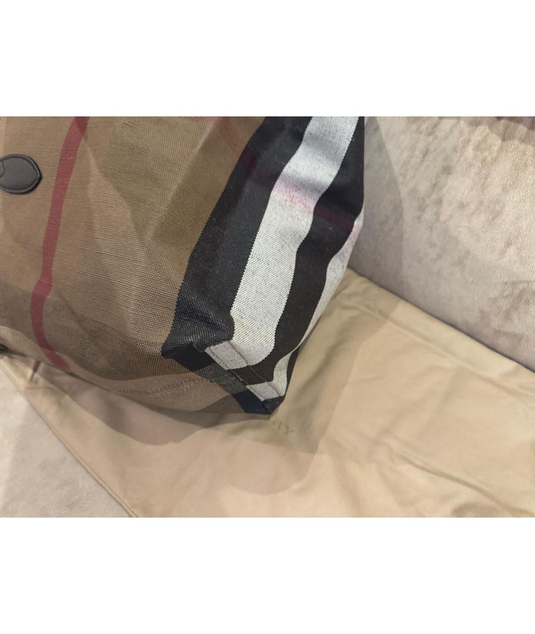 BURBERRY Коричневая тканевая сумка тоут, фото 8