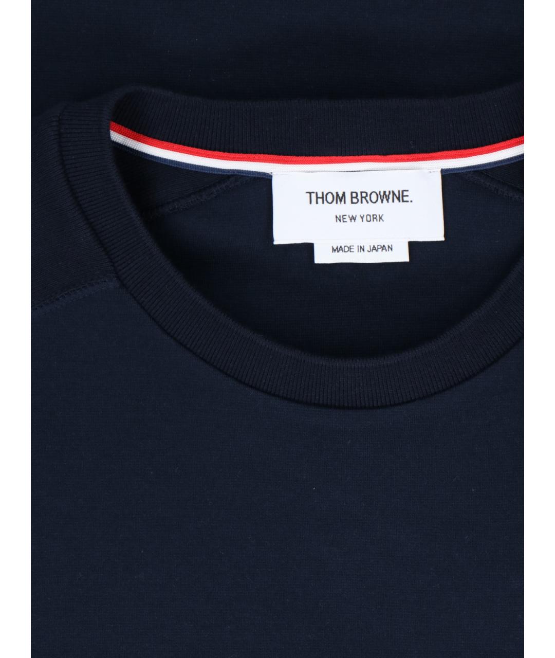 THOM BROWNE Синяя хлопковая футболка, фото 3