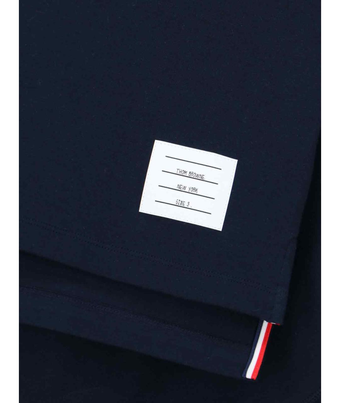 THOM BROWNE Синяя хлопковая футболка, фото 5
