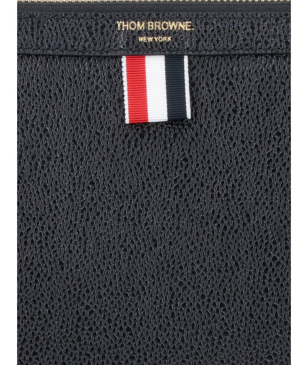 THOM BROWNE Черный кожаный кошелек, фото 2