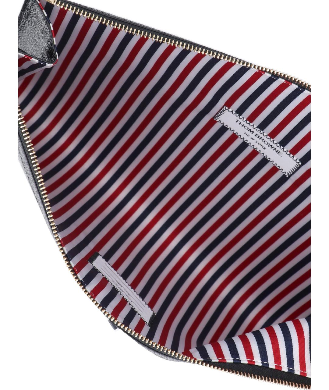 THOM BROWNE Черный кожаный кошелек, фото 3