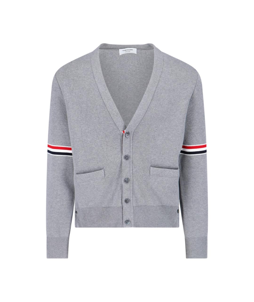 THOM BROWNE Серый хлопковый кардиган, фото 1