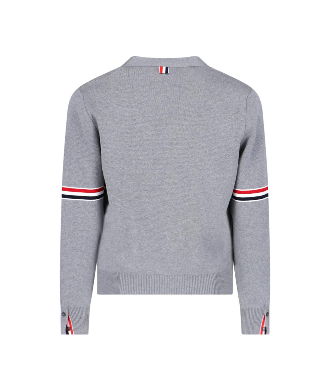 THOM BROWNE Серый хлопковый кардиган, фото 2