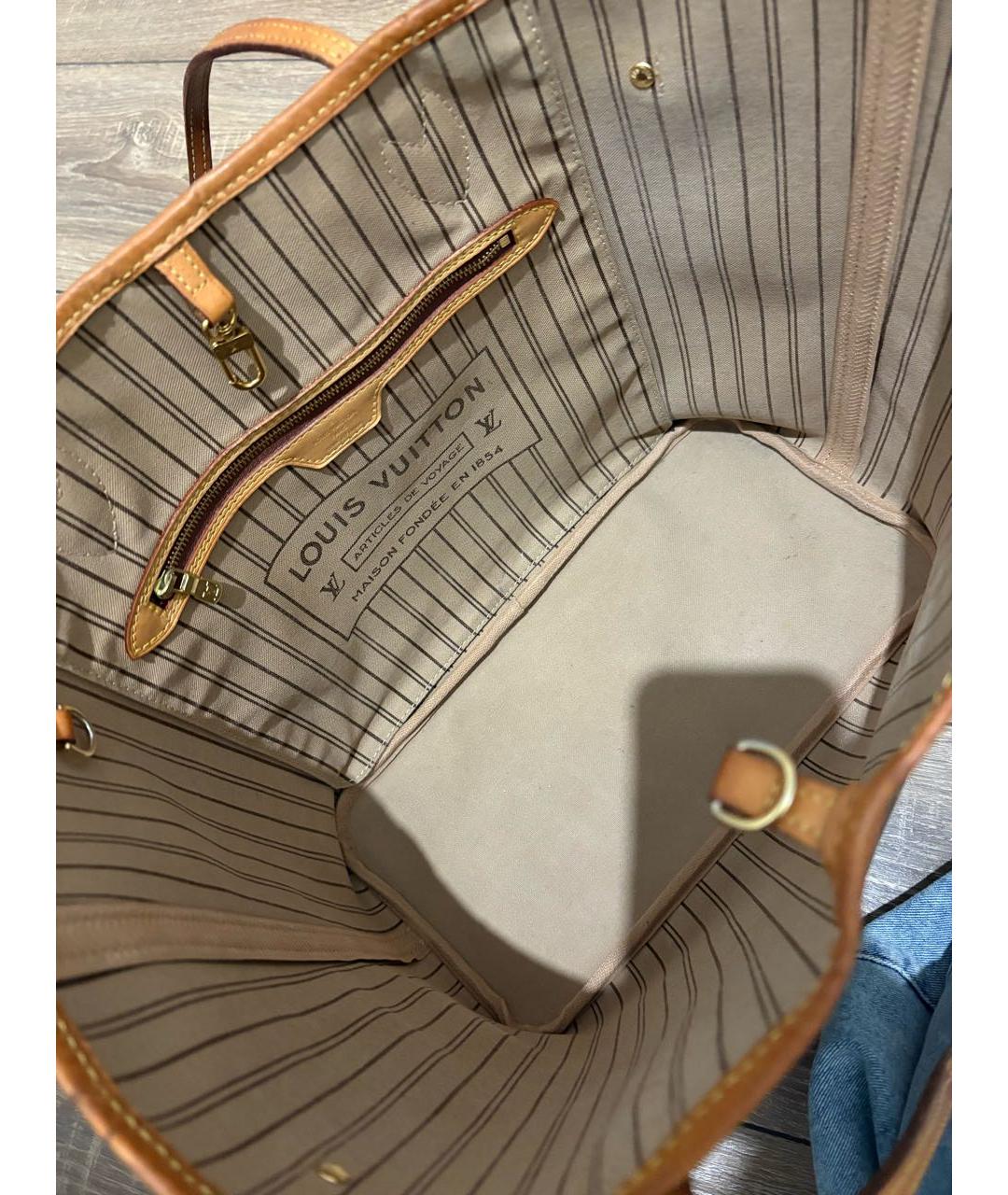 LOUIS VUITTON Коричневая кожаная сумка тоут, фото 4