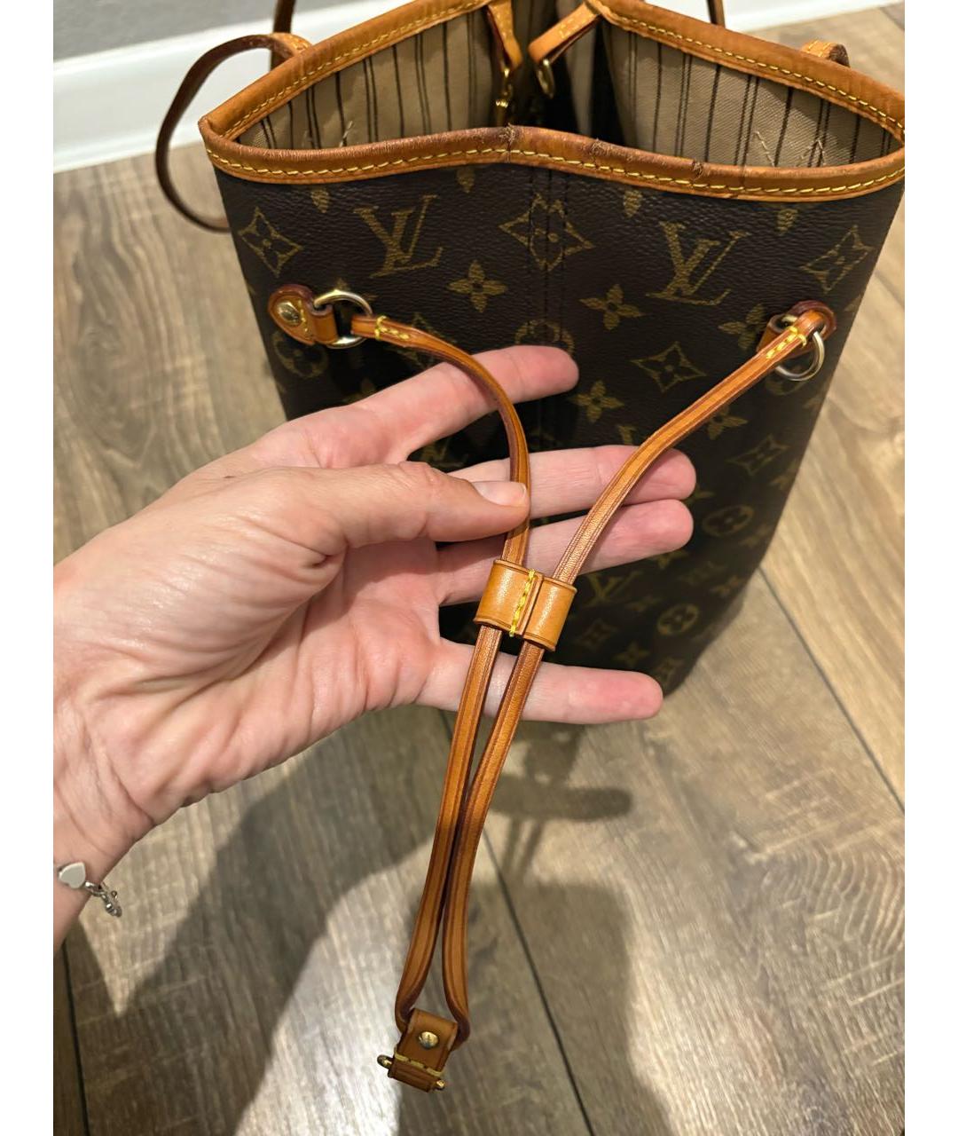 LOUIS VUITTON Коричневая кожаная сумка тоут, фото 6