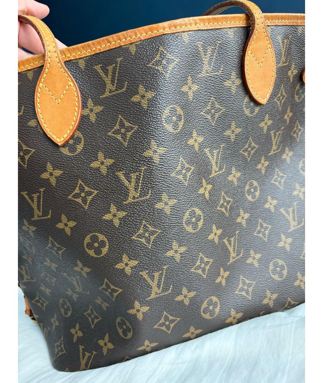 LOUIS VUITTON Коричневая кожаная сумка тоут, фото 3