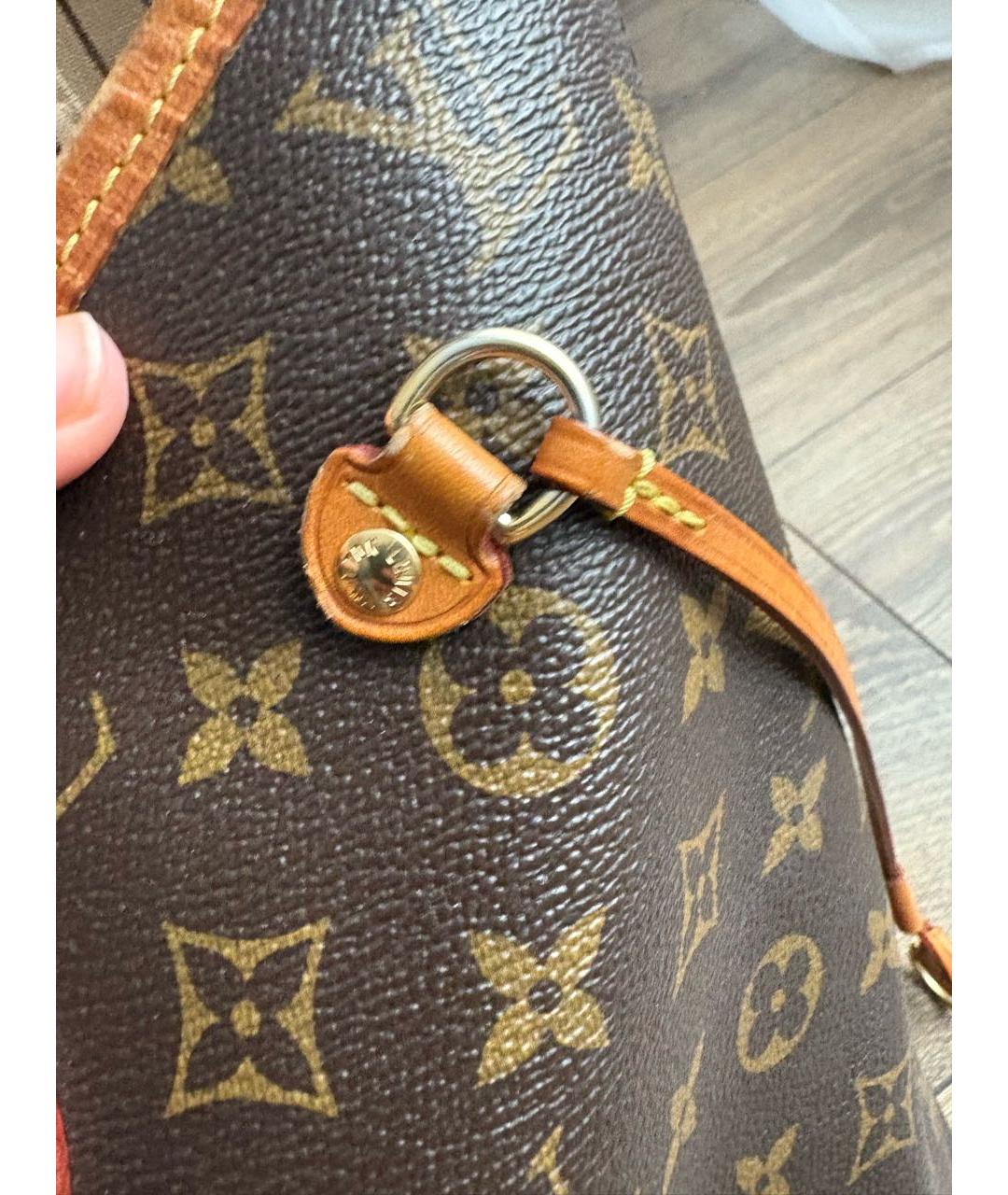 LOUIS VUITTON Коричневая кожаная сумка тоут, фото 8