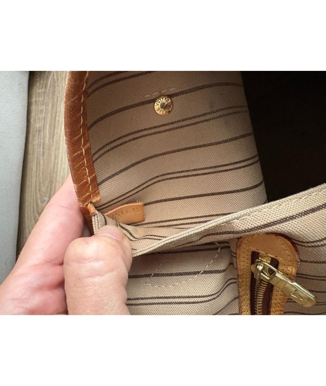 LOUIS VUITTON Коричневая кожаная сумка тоут, фото 7