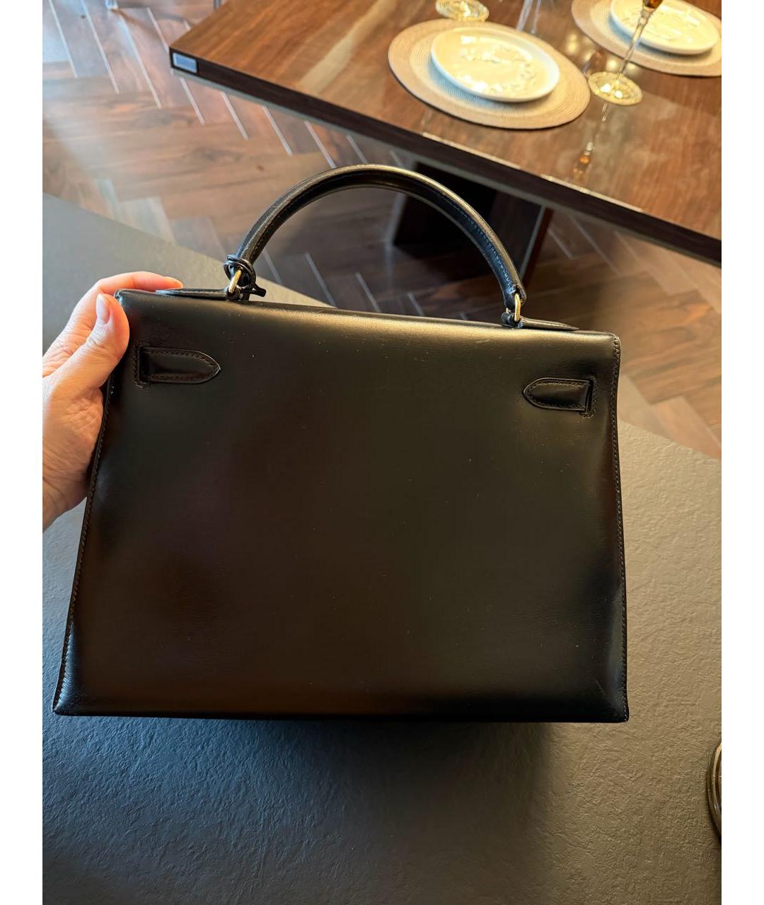 HERMES Черная кожаная сумка с короткими ручками, фото 3