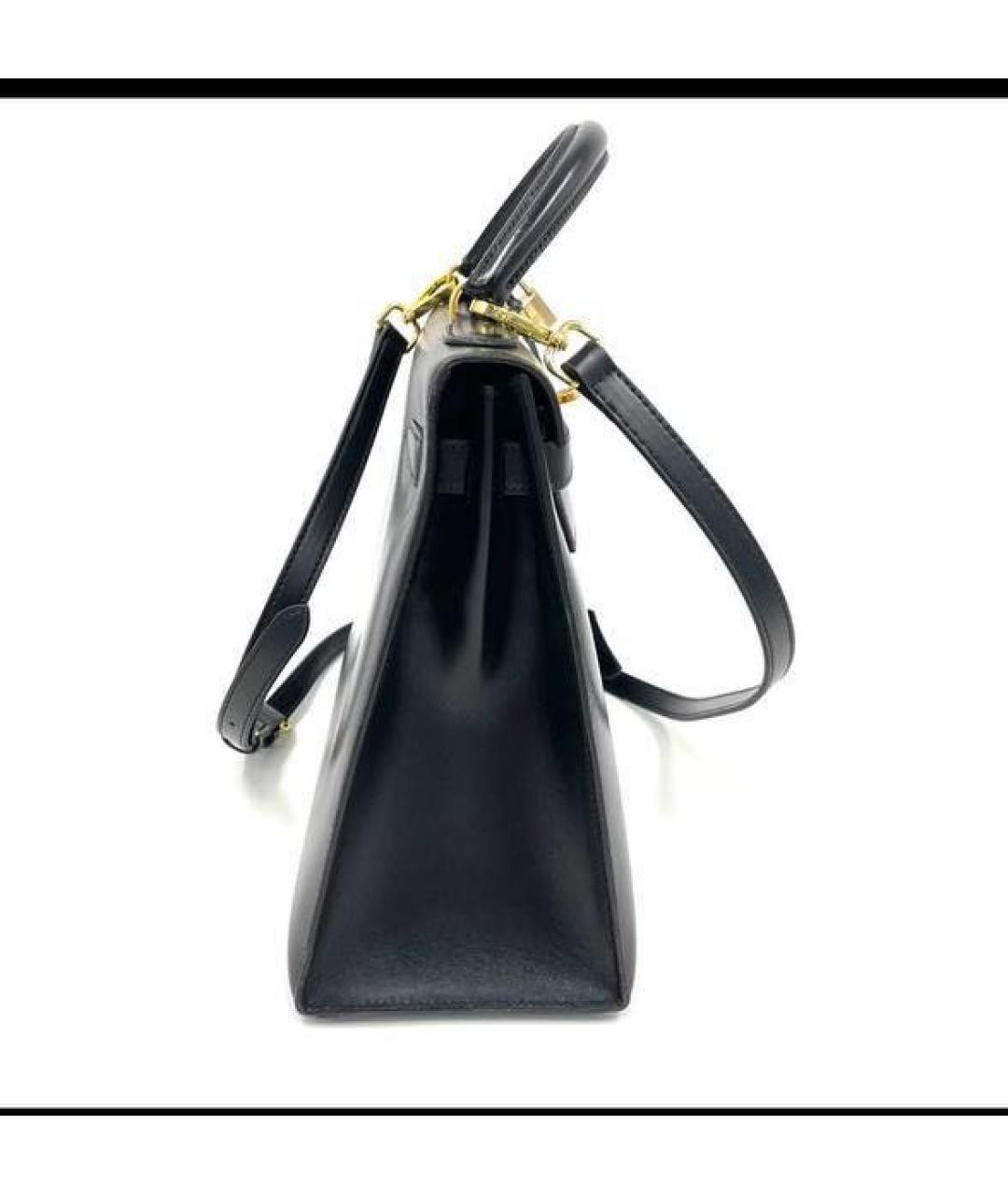 HERMES Черная кожаная сумка с короткими ручками, фото 4