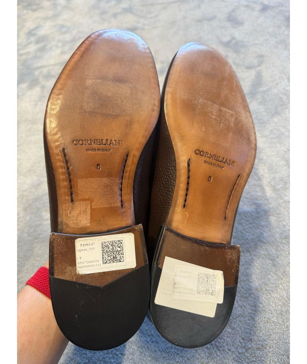 CORNELIANI Коричневые кожаные лоферы, фото 6