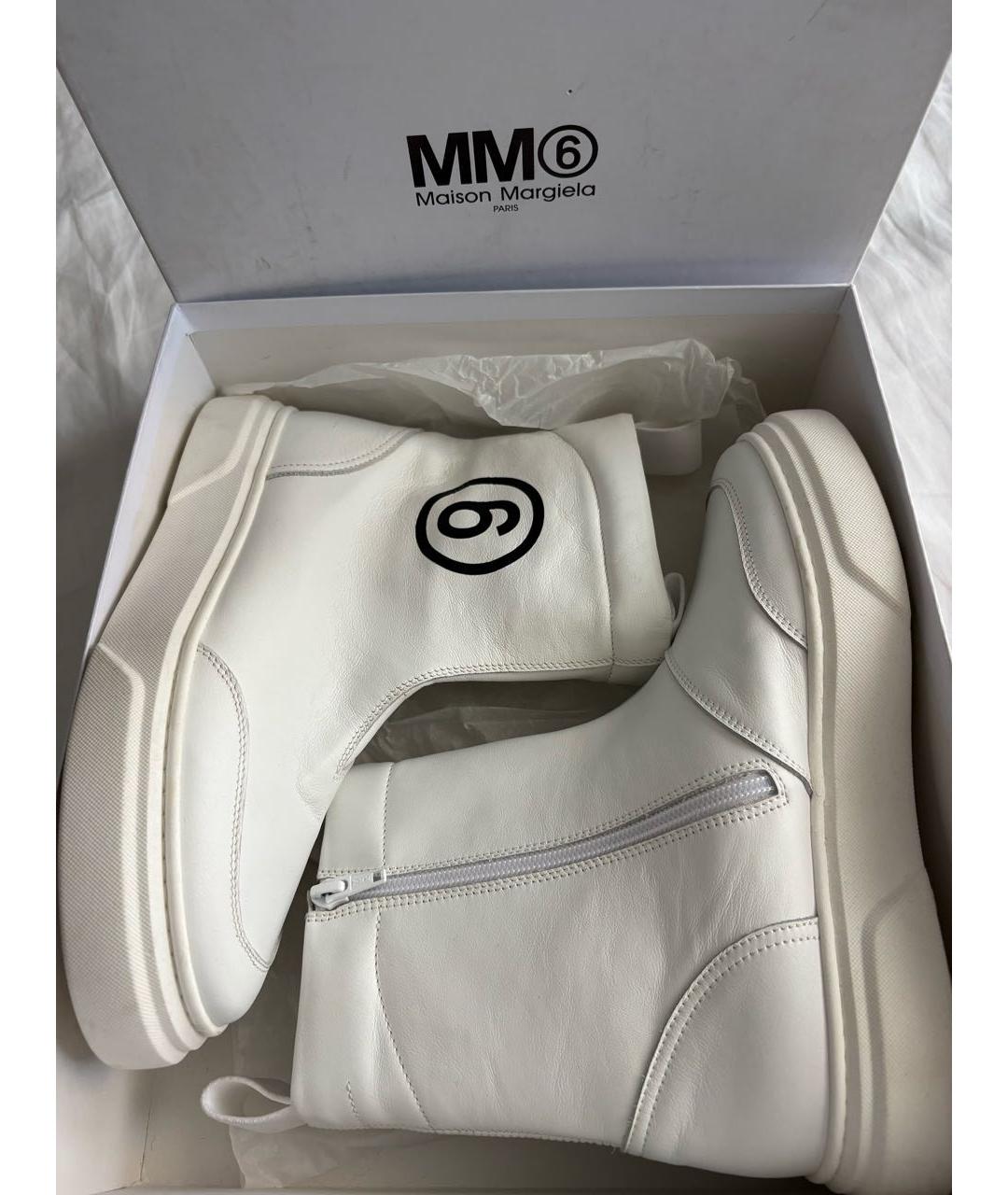 MM6 MAISON MARGIELA Белые кожаные ботинки, фото 5