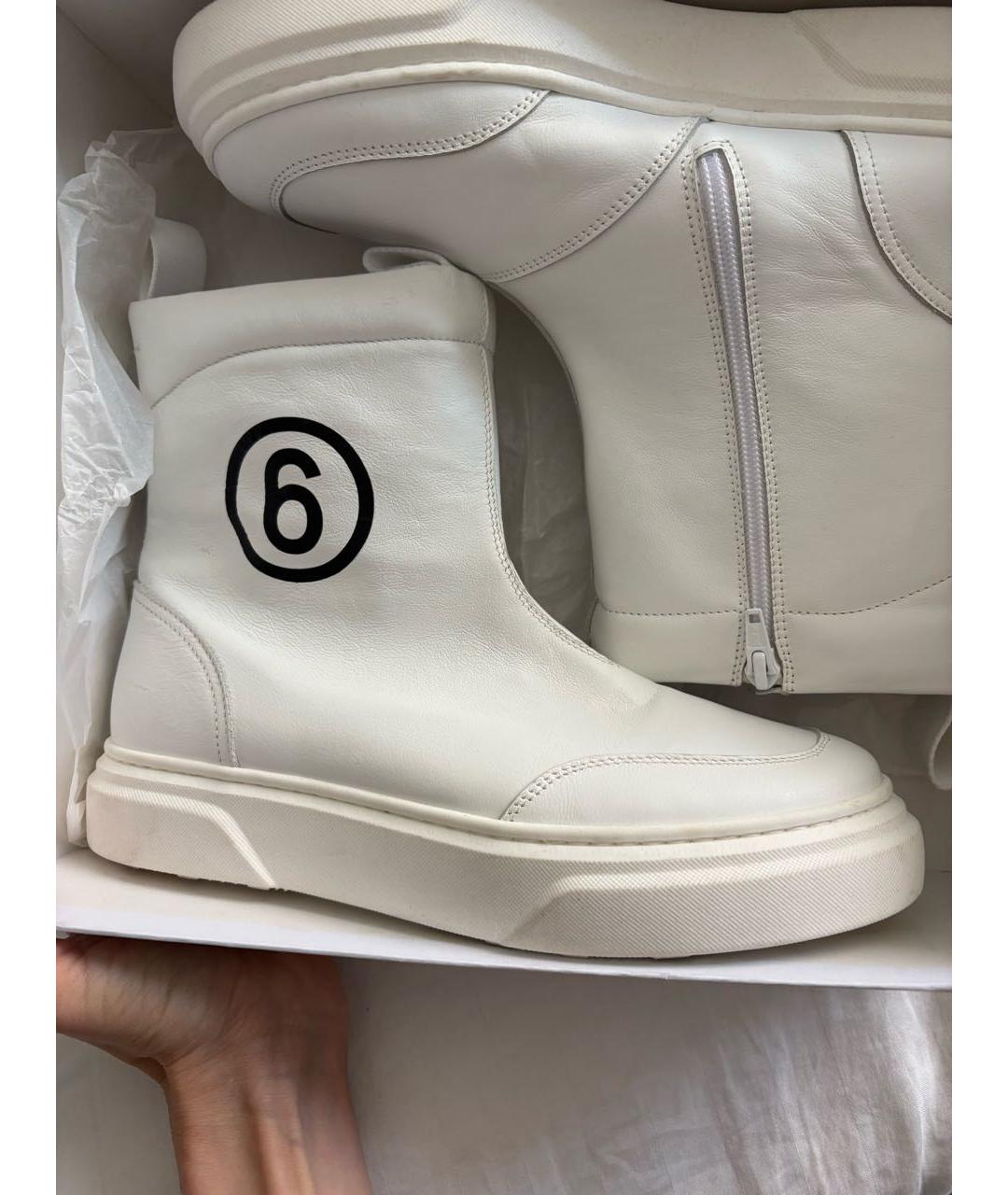 MM6 MAISON MARGIELA Белые кожаные ботинки, фото 7