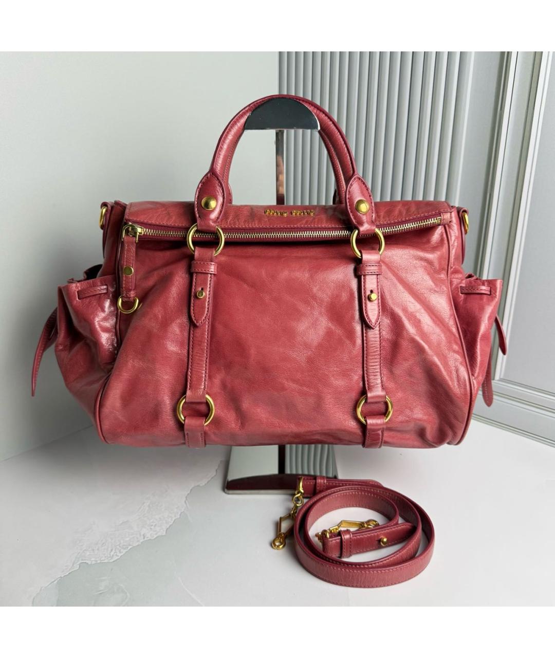 MIU MIU Розовая кожаная сумка с короткими ручками, фото 7