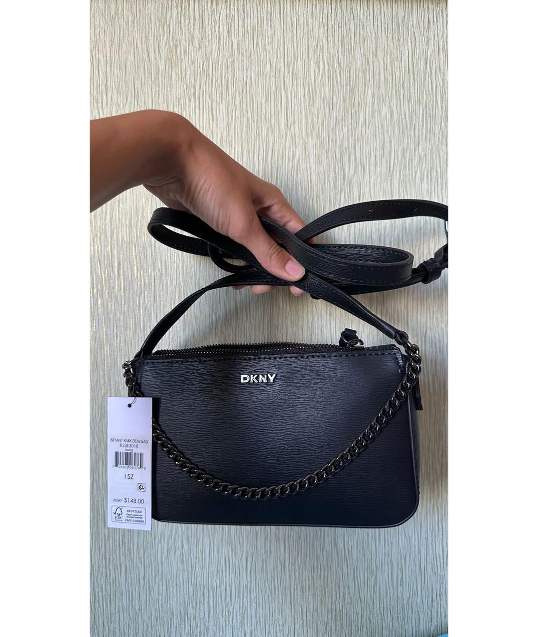 DKNY Черная сумка через плечо из искусственной кожи, фото 4