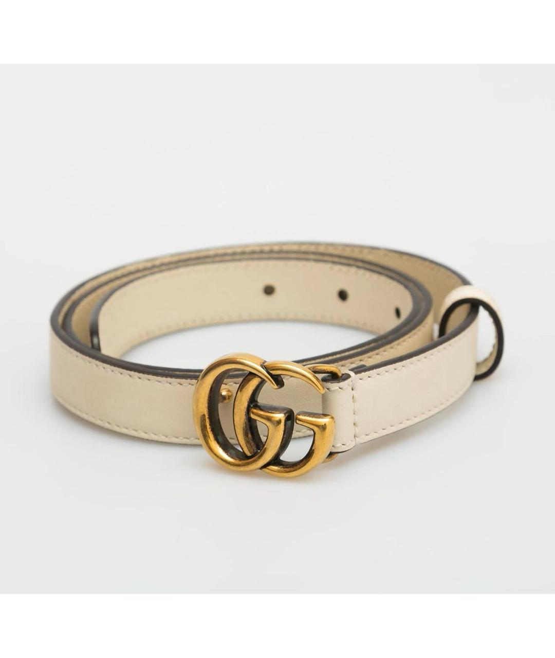GUCCI Бежевый кожаный ремень, фото 4