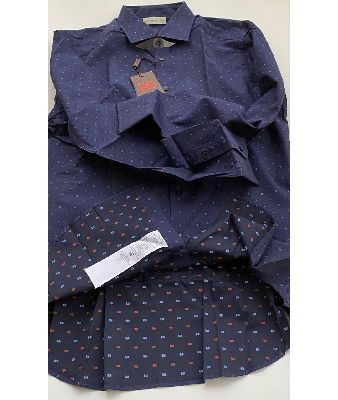 ETRO Темно-синяя хлопковая кэжуал рубашка, фото 7