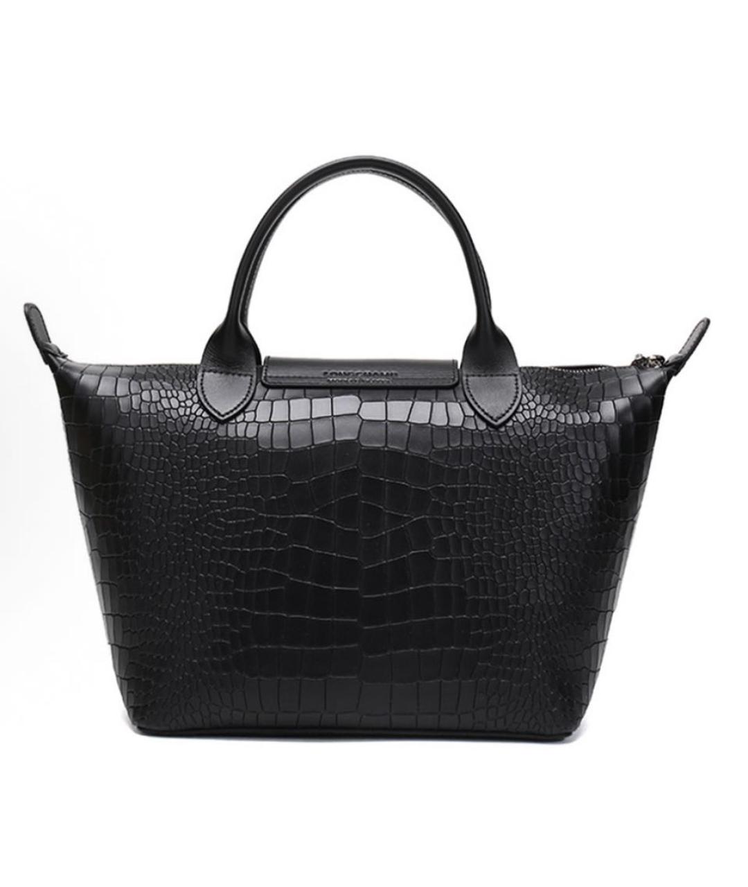 LONGCHAMP Черная кожаная сумка с короткими ручками, фото 3