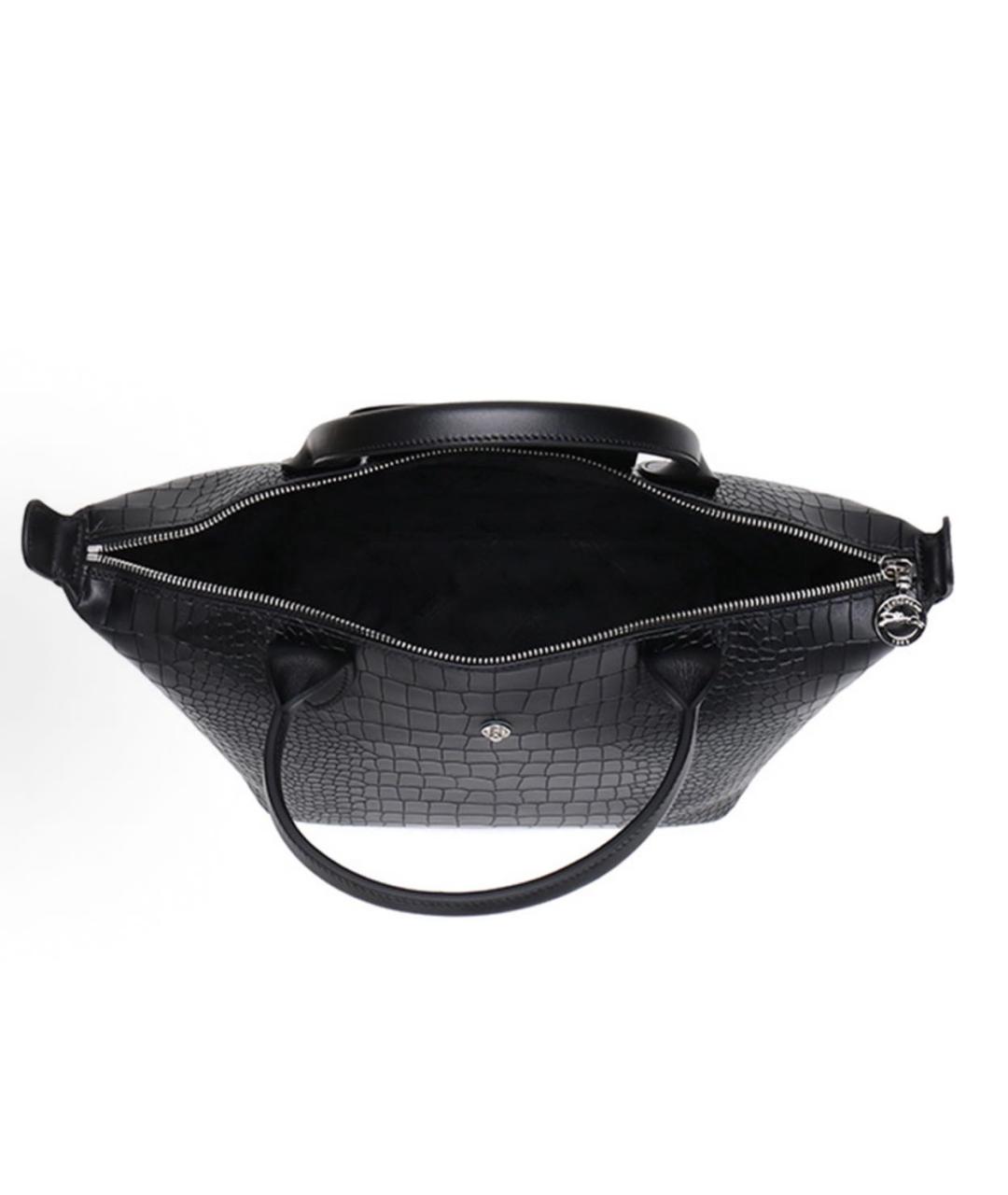 LONGCHAMP Черная кожаная сумка с короткими ручками, фото 4