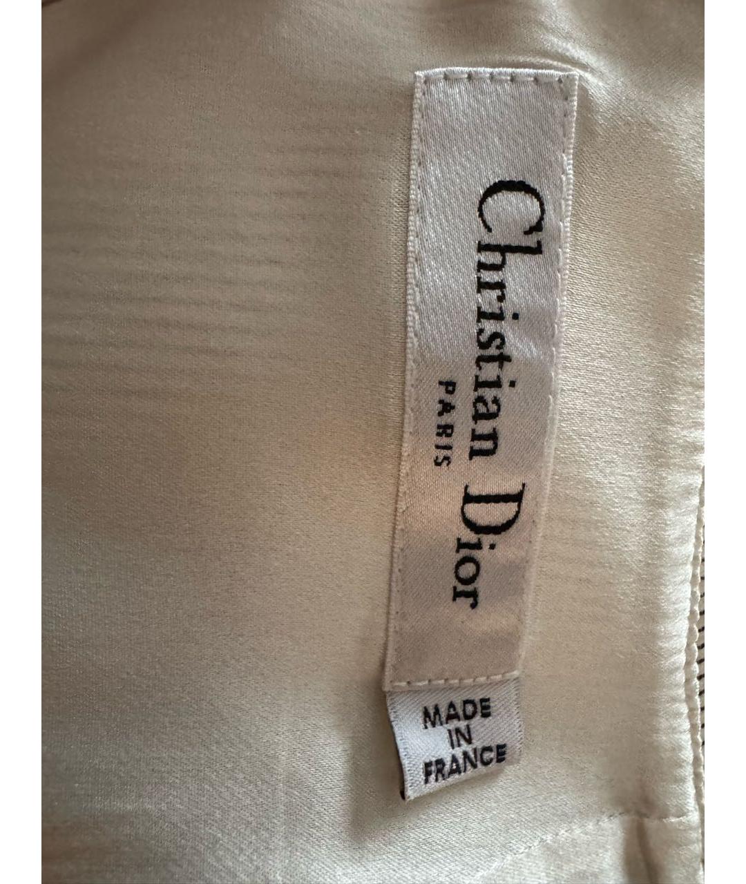 CHRISTIAN DIOR Бежевое хлопко-эластановое коктейльное платье, фото 6