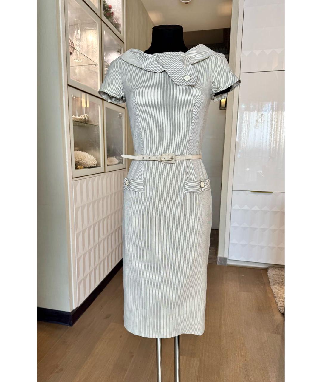 CHRISTIAN DIOR Бежевое хлопко-эластановое коктейльное платье, фото 7