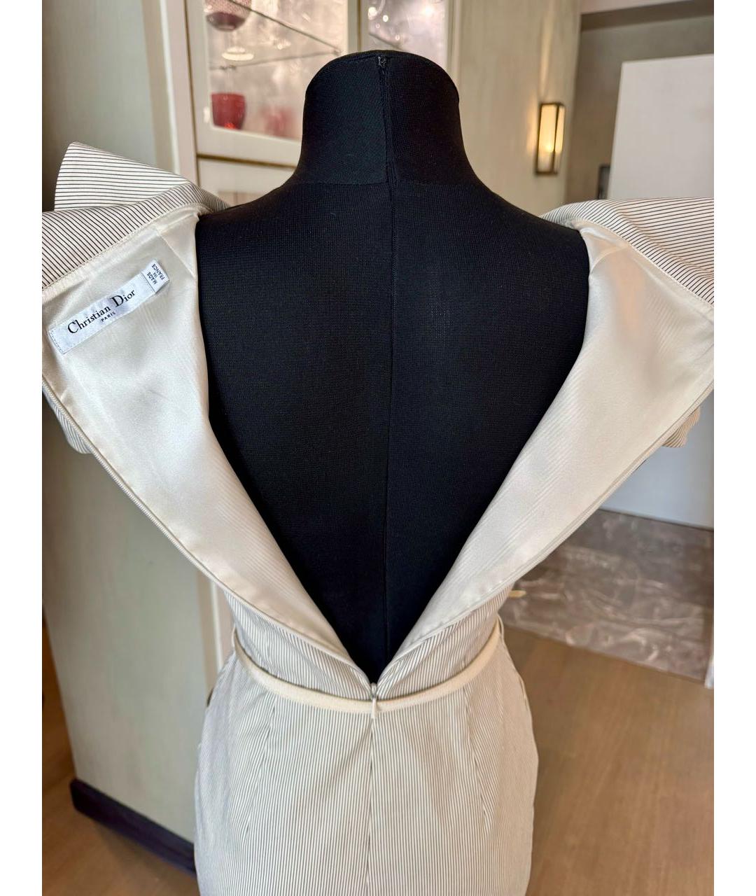 CHRISTIAN DIOR Бежевое хлопко-эластановое коктейльное платье, фото 3