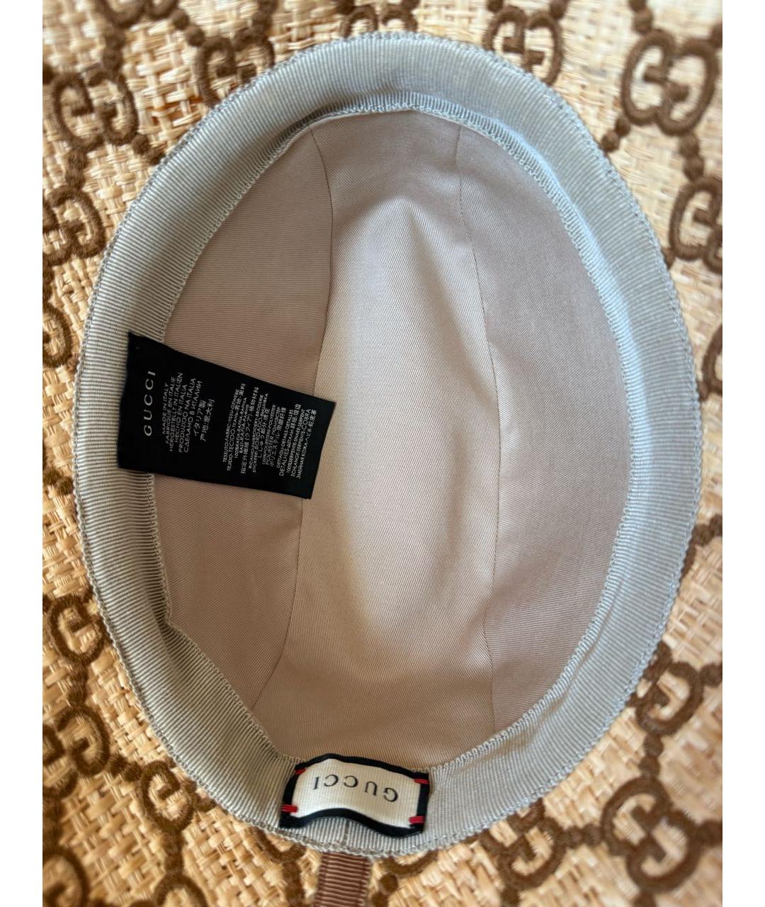 GUCCI Бежевая соломенная шляпа, фото 8