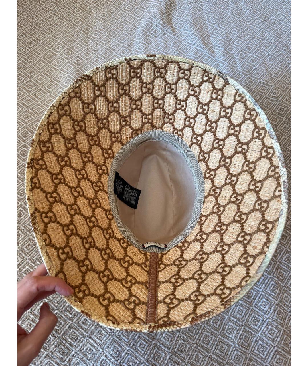 GUCCI Бежевая соломенная шляпа, фото 7