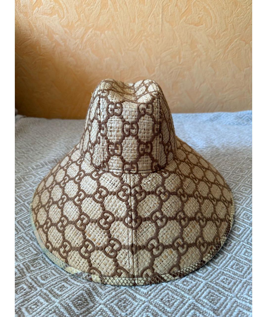 GUCCI Бежевая соломенная шляпа, фото 3