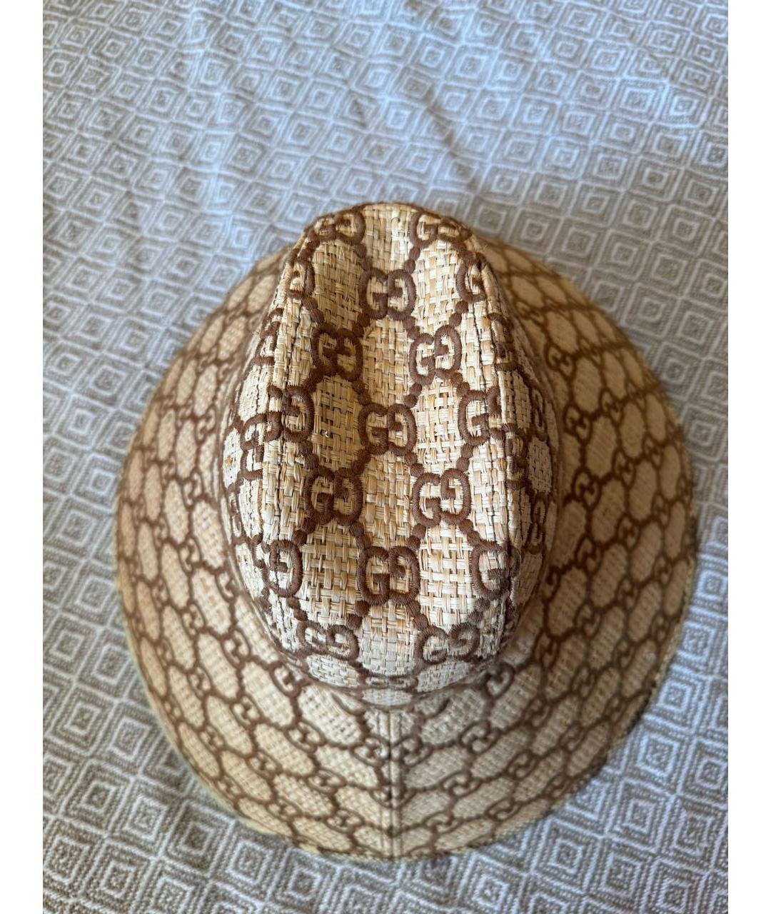GUCCI Бежевая соломенная шляпа, фото 5