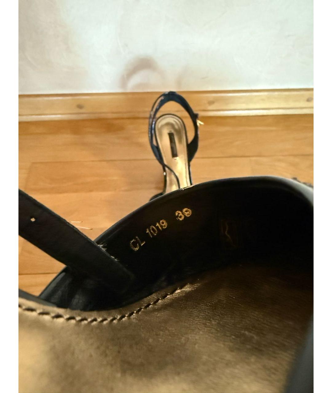 LOUIS VUITTON Темно-синие текстильные босоножки, фото 7