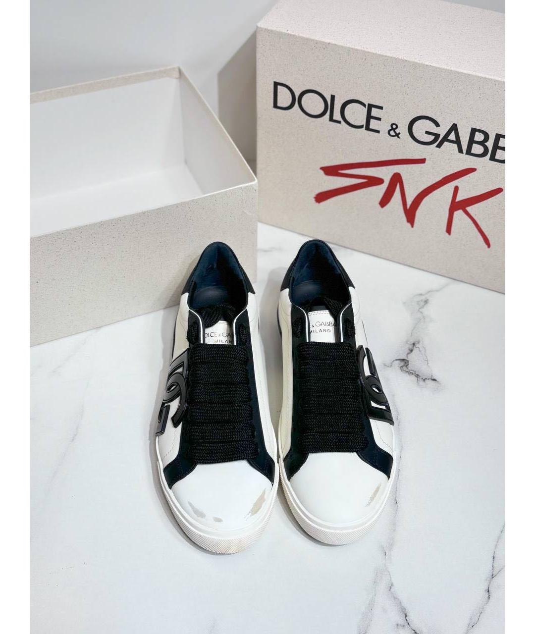 DOLCE&GABBANA Белые кожаные высокие кроссовки / кеды, фото 4
