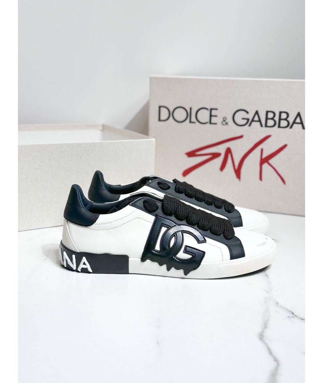 DOLCE&GABBANA Белые кожаные высокие кроссовки / кеды, фото 2