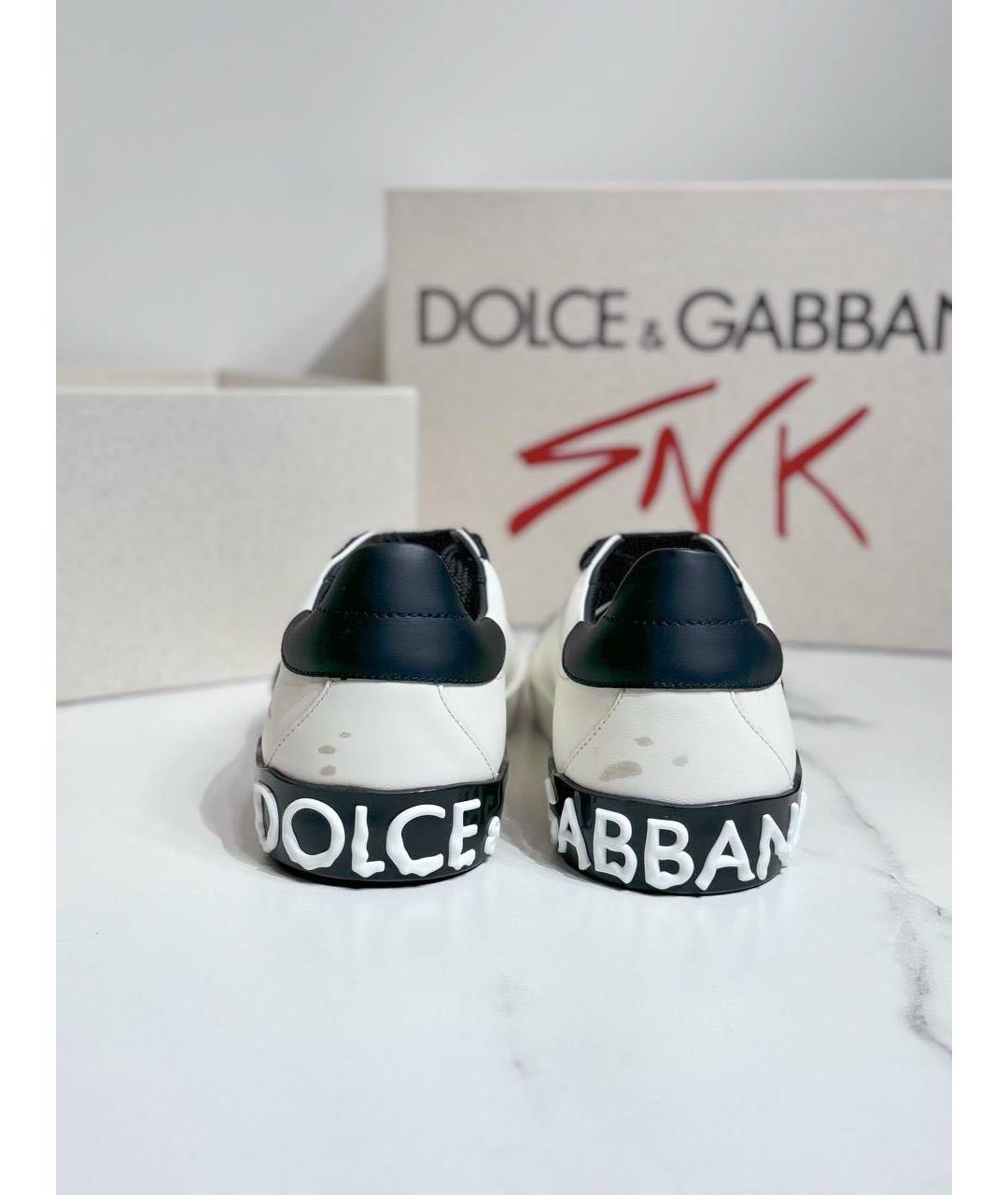 DOLCE&GABBANA Белые кожаные высокие кроссовки / кеды, фото 3